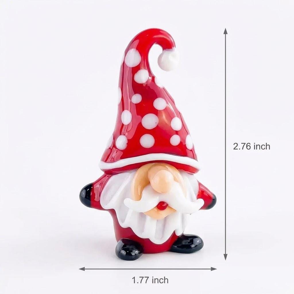 Gnome Figurine with Red and White Polka Dot Hat and Curled Beard, Shelf Decor by AuroraeGlass — photo 10