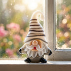 Gnome Figurine with White Striped Hat and Gray Body, Mini Shelf Decor by AuroraeGlass — photo 9