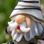 Gnome Figurine with White Striped Hat and Gray Body, Mini Shelf Decor by AuroraeGlass — photo 5