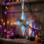 Handmade Blue Glass Star Window Hanging with Geometric Gold-Tone Frame by AuroraeGlass — photo 1