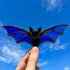 Blue Bat Suncatcher, Black Gothic Window Hanging by AuroraeGlass — photo 5