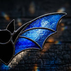 Blue Bat Suncatcher, Black Gothic Window Hanging by AuroraeGlass — photo 4