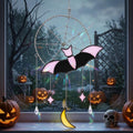 Pink Bat and Spiderweb Suncatcher with Crescent Moon by AuroraeGlass — photo 1