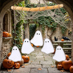 Five White Ghosts Halloween Mobile with Branch Hanger by AuroraeGlass — photo 2