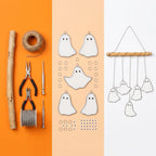 Five Iridescent Ghosts Halloween Mobile with Branch Hanger by AuroraeGlass — photo 9