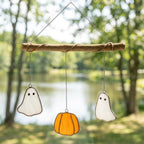 Ghost and Pumpkin Halloween Mobile with Branch Hanger by AuroraeGlass — photo 2