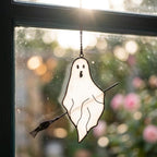 Ghost on Broom Halloween Window Hanging by AuroraeGlass — photo 10