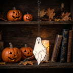 Ghost on Broom Halloween Window Hanging by AuroraeGlass — photo 3