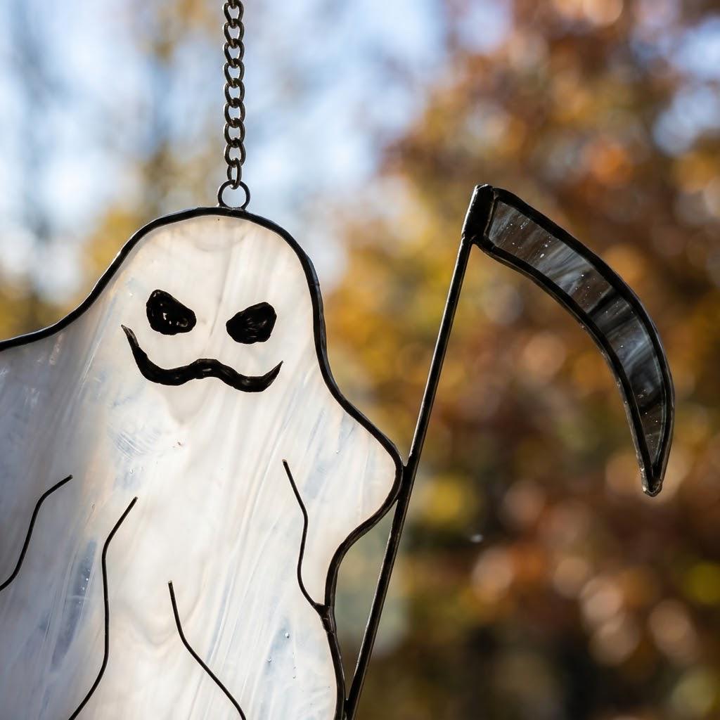 Ghost with Scythe Halloween Window Hanging by AuroraeGlass — photo 7