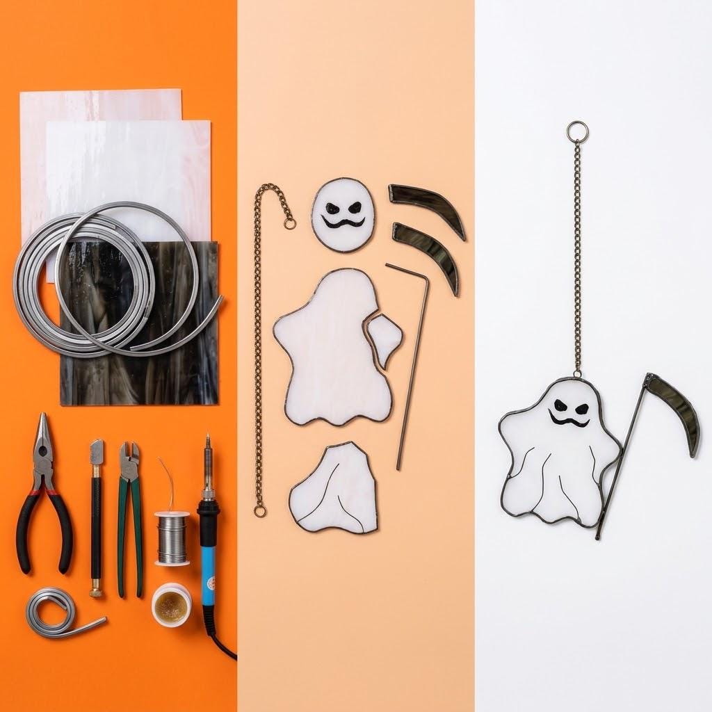 Ghost with Scythe Halloween Window Hanging by AuroraeGlass — photo 9