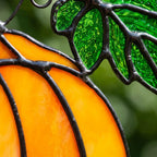 Orange Pumpkin Suncatcher with Green Fall Leaves by AuroraeGlass — photo 8