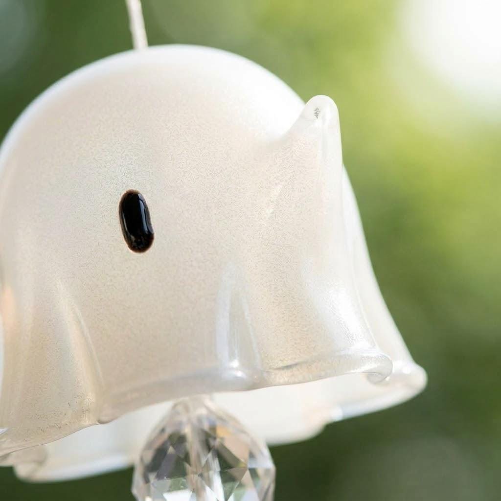 White Ghost Halloween Hanging Ornament with Faceted Drop by AuroraeGlass — photo 7