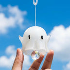 White Ghost Halloween Hanging Ornament with Faceted Drop by AuroraeGlass — photo 4