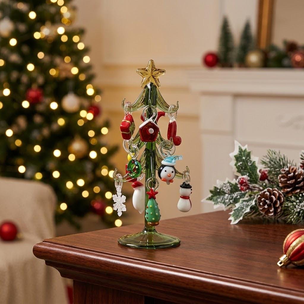 Green Tabletop Christmas Tree with 13-Piece Mini Display by AuroraeGlass — photo 3