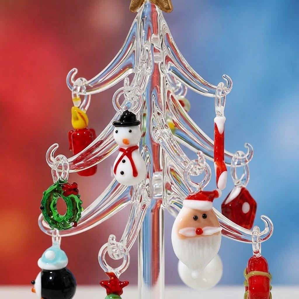 Clear Tabletop Christmas Tree with 13-Piece Mini Display by AuroraeGlass — photo 6
