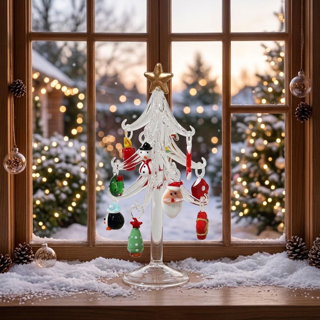 Clear Tabletop Christmas Tree with 13-Piece Mini Display by AuroraeGlass — photo 2