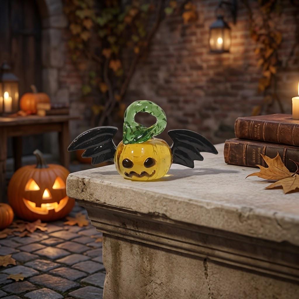 Mini Bat Jack-O'-Lantern Figurine for Halloween Display by AuroraeGlass — photo 3