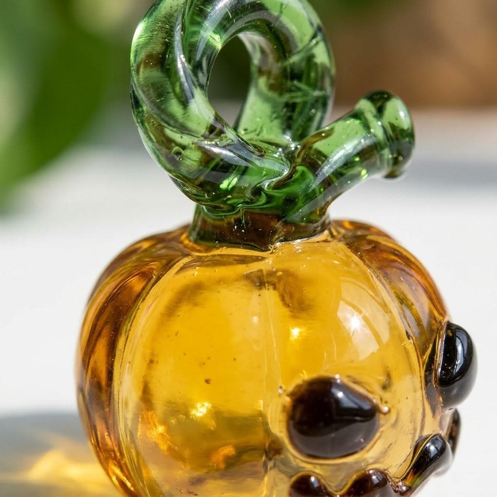 Mini Amber Jack-O'-Lantern Figurine for Fall Display by AuroraeGlass — photo 7