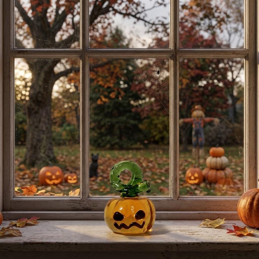 Mini Amber Jack-O'-Lantern Figurine for Fall Display by AuroraeGlass — photo 2