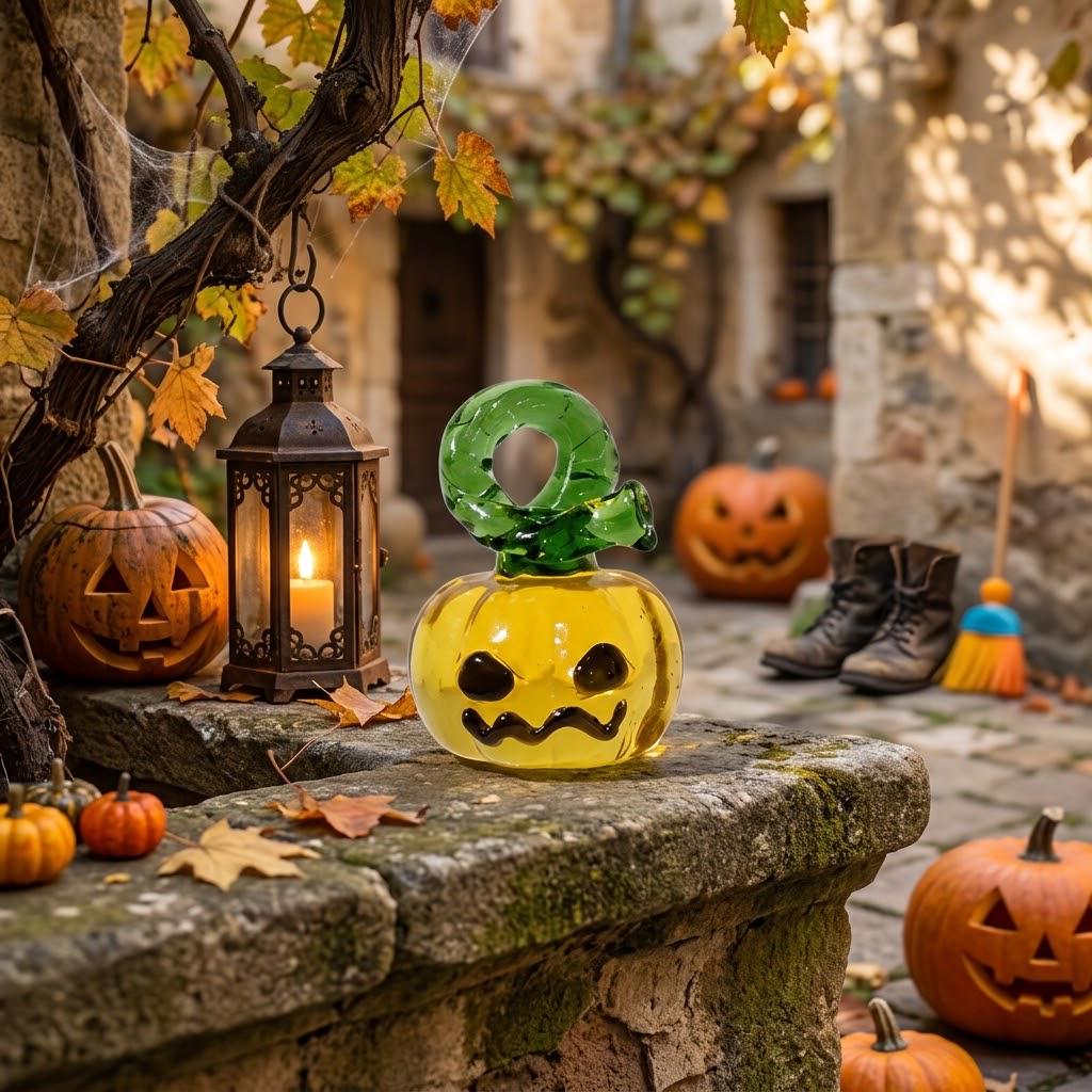 Mini Amber Jack-O'-Lantern Figurine for Fall Display by AuroraeGlass — photo 4
