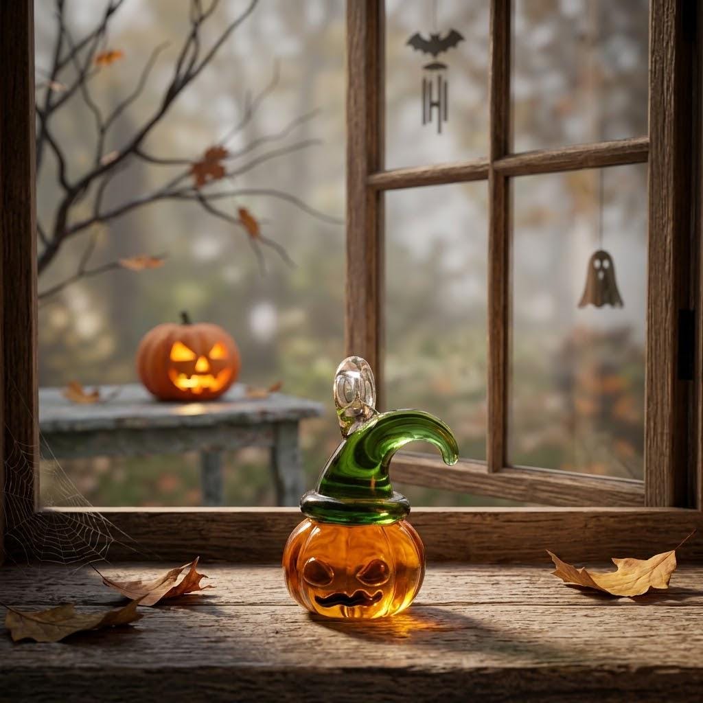 Mini Pumpkin Witch Hat Figurine for Halloween Display by AuroraeGlass — photo 2
