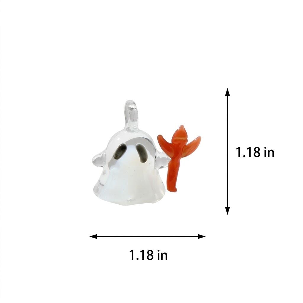 Mini White Ghost with Red Trident Halloween Figurine by AuroraeGlass — photo 10