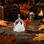 Mini White Ghost with Red Trident Halloween Figurine by AuroraeGlass — photo 1