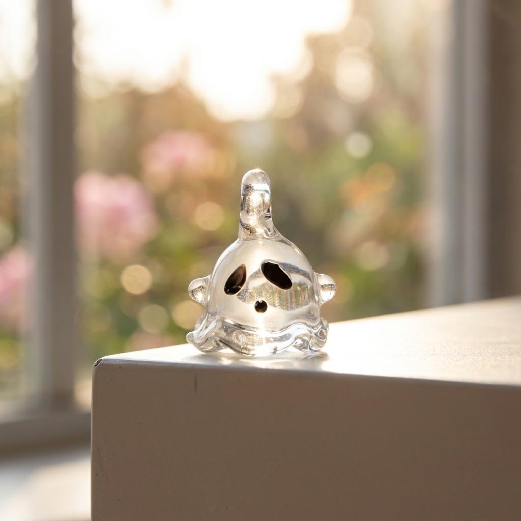 Mini Clear White Ghost Figurine: Spooky Halloween Desk Decor (20x25mm) by AuroraeGlass — photo 7