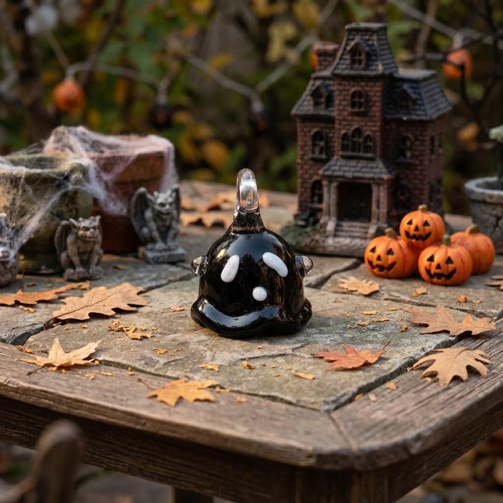 Mini Black Ghost Figurine: Spooky Halloween Desk Decor (20x25mm) by AuroraeGlass — photo 2