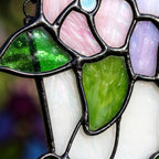 Pink and Purple Flower Window Hanging with Trailing Leaves and Basket Design by AuroraeGlass — photo 4