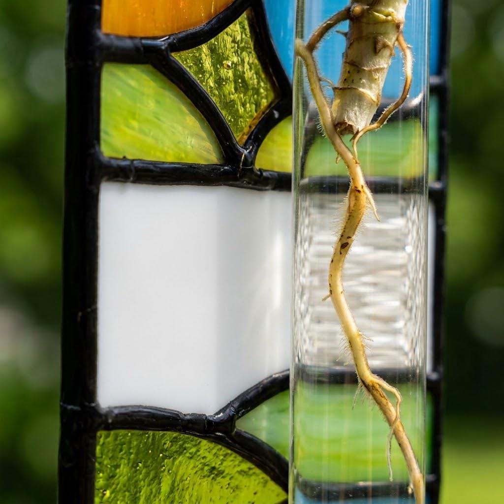 Blue Sun Window Hanging with Clear Tube Holder and Chain by AuroraeGlass — photo 2