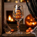 Halloween Decorative Goblet with Stacked Pumpkins and Witch Hat by AuroraeGlass — photo 6