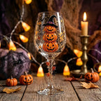 Halloween Decorative Goblet with Stacked Pumpkins and Witch Hat by AuroraeGlass — photo 1