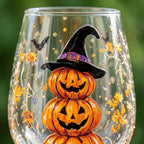 Halloween Decorative Goblet with Stacked Pumpkins and Witch Hat by AuroraeGlass — photo 4