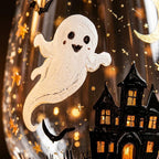 Halloween Decorative Goblet with Ghost, Haunted House and Pumpkins by AuroraeGlass — photo 2