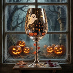 Halloween Decorative Goblet with Ghost, Haunted House and Pumpkins by AuroraeGlass — photo 6