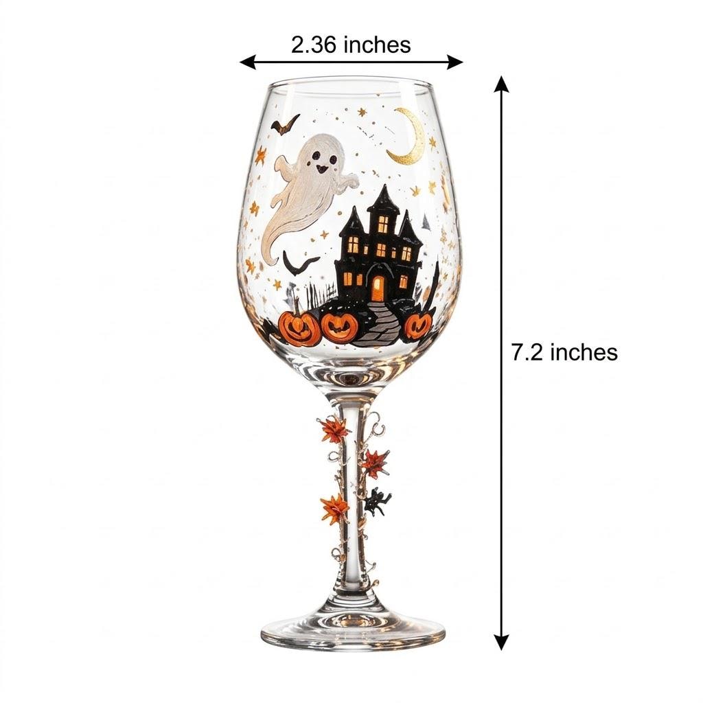 Halloween Decorative Goblet with Ghost, Haunted House and Pumpkins by AuroraeGlass — photo 10