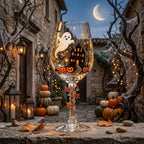 Halloween Decorative Goblet with Ghost, Haunted House and Pumpkins by AuroraeGlass — photo 7