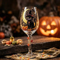 Halloween Decorative Goblet with Black Cat, Crescent Moon and Pumpkin by AuroraeGlass — photo 1
