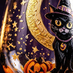 Halloween Decorative Goblet with Black Cat, Crescent Moon and Pumpkin by AuroraeGlass — photo 2