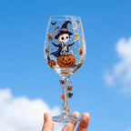 Halloween Decorative Goblet with Skeleton, Pumpkin and Purple Witch Hat by AuroraeGlass — photo 5