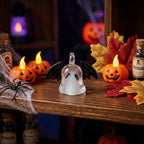 Ghost Ornament with Black Side Wings and Downturned Eyes, Halloween Hanging Decor by AuroraeGlass — photo 8