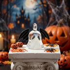 Ghost Ornament with Black Side Wings and Downturned Eyes, Halloween Hanging Decor by AuroraeGlass — photo 7