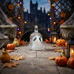Ghost Ornament with Black Side Wings and Downturned Eyes, Halloween Hanging Decor by AuroraeGlass — photo 2