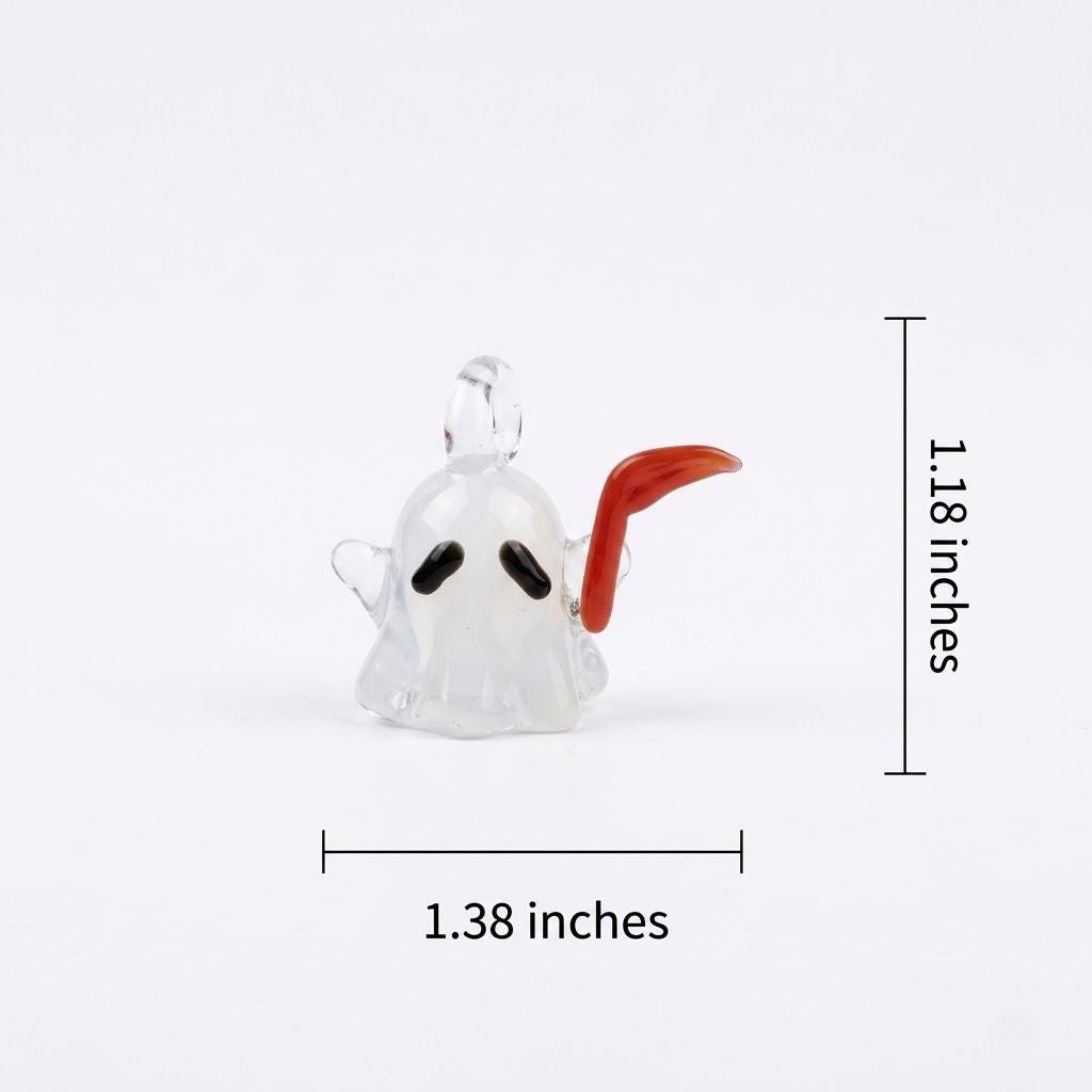 Ghost Ornament with Orange Curved Side Detail, Mini Halloween Hanging Decor by AuroraeGlass — photo 10
