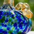 Handmade Blue and Green Speckled Pumpkin Figurine, Fall Shelf Decor by AuroraeGlass — photo 4