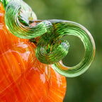 Handmade Orange Striped Pumpkin Figurine with Green Curl, Autumn Table Decor by AuroraeGlass — photo 4
