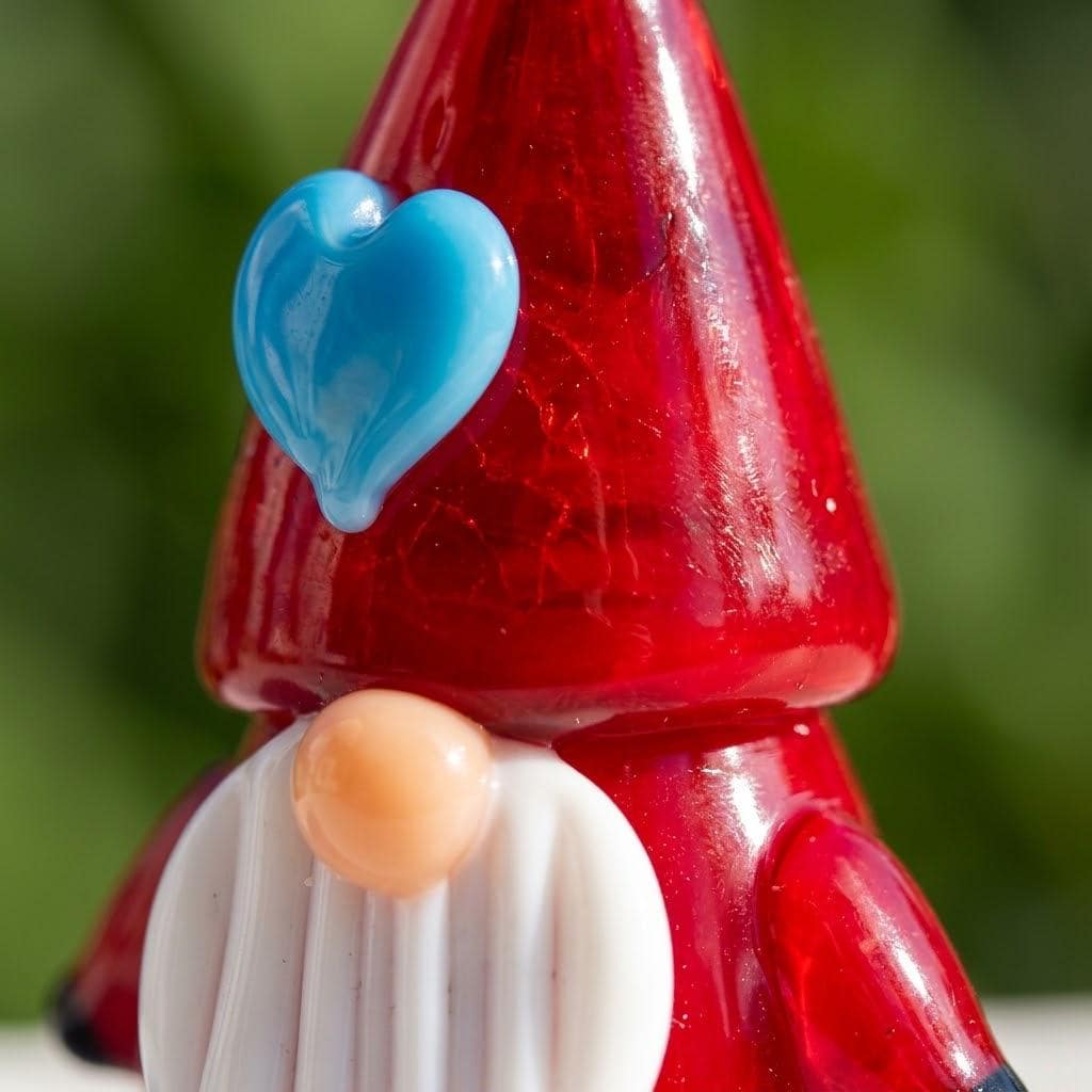 Red Hat Gnome Figurine with Blue Heart and White Beard, Mini Shelf Decor by AuroraeGlass — photo 7