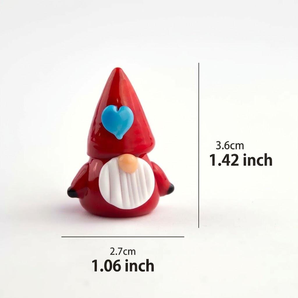 Red Hat Gnome Figurine with Blue Heart and White Beard, Mini Shelf Decor by AuroraeGlass — photo 10