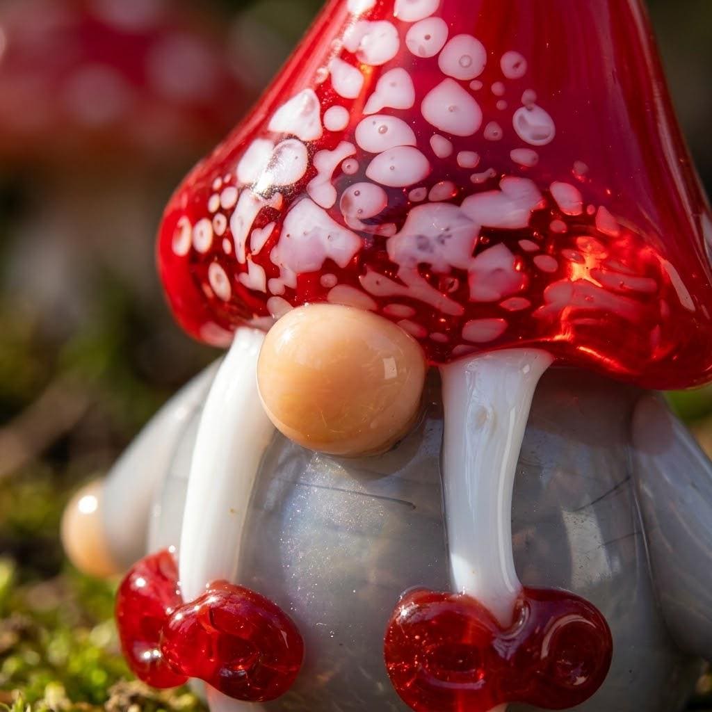 Gnome Figurine with Red Speckled Hat and Twin White Braids, Mini Decor by AuroraeGlass — photo 5